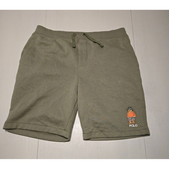 Polo Ralph Lauren Mens Olive Beach Polo Teddy Bear Fleece Shorts Sz L RARE
